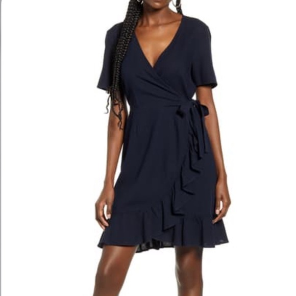 NWT VERO MODA Helen Faux Wrap Minidress Night Sky - Picture 1 of 5